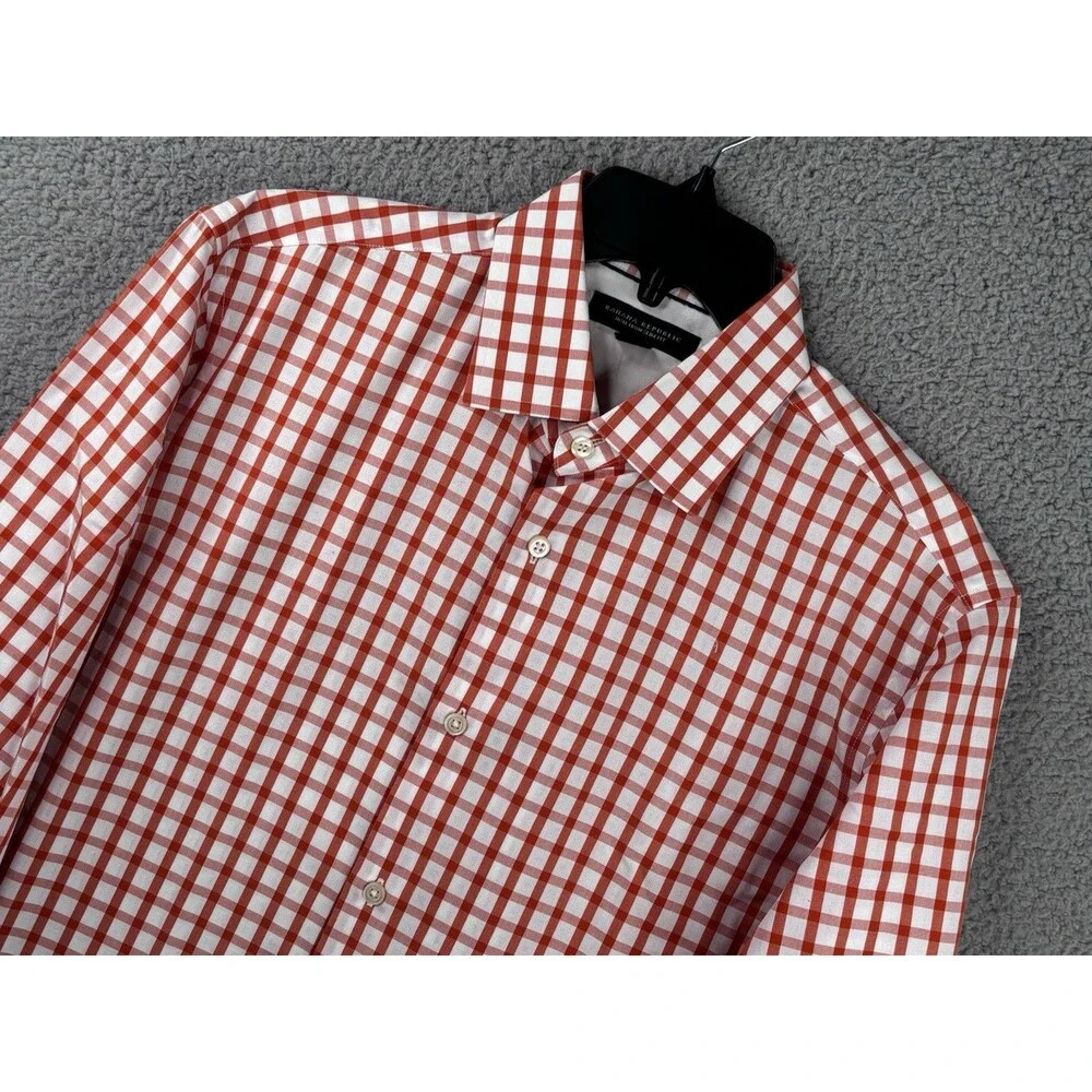 Banana Republic Shirt Mens M Slim Fit Graphic Check Gingham Candied Yam